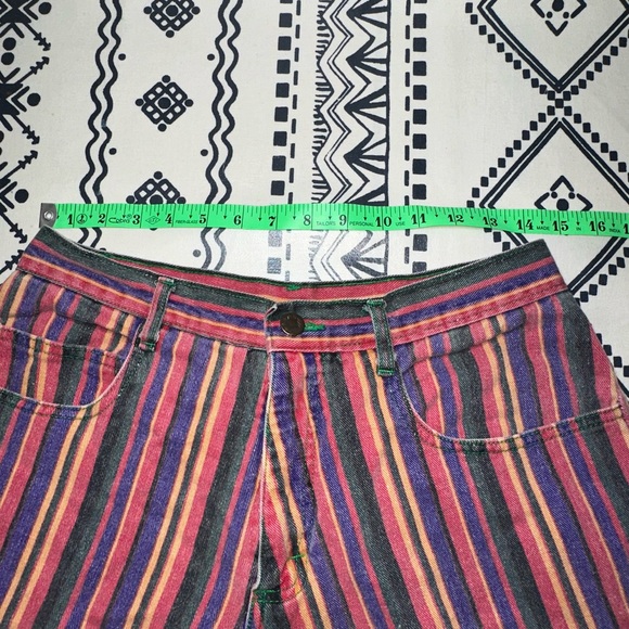 Vintage C’est Toi Faded Multi Colour Striped Jean Shorts M Cotton Made In USA - Picture 7 of 8